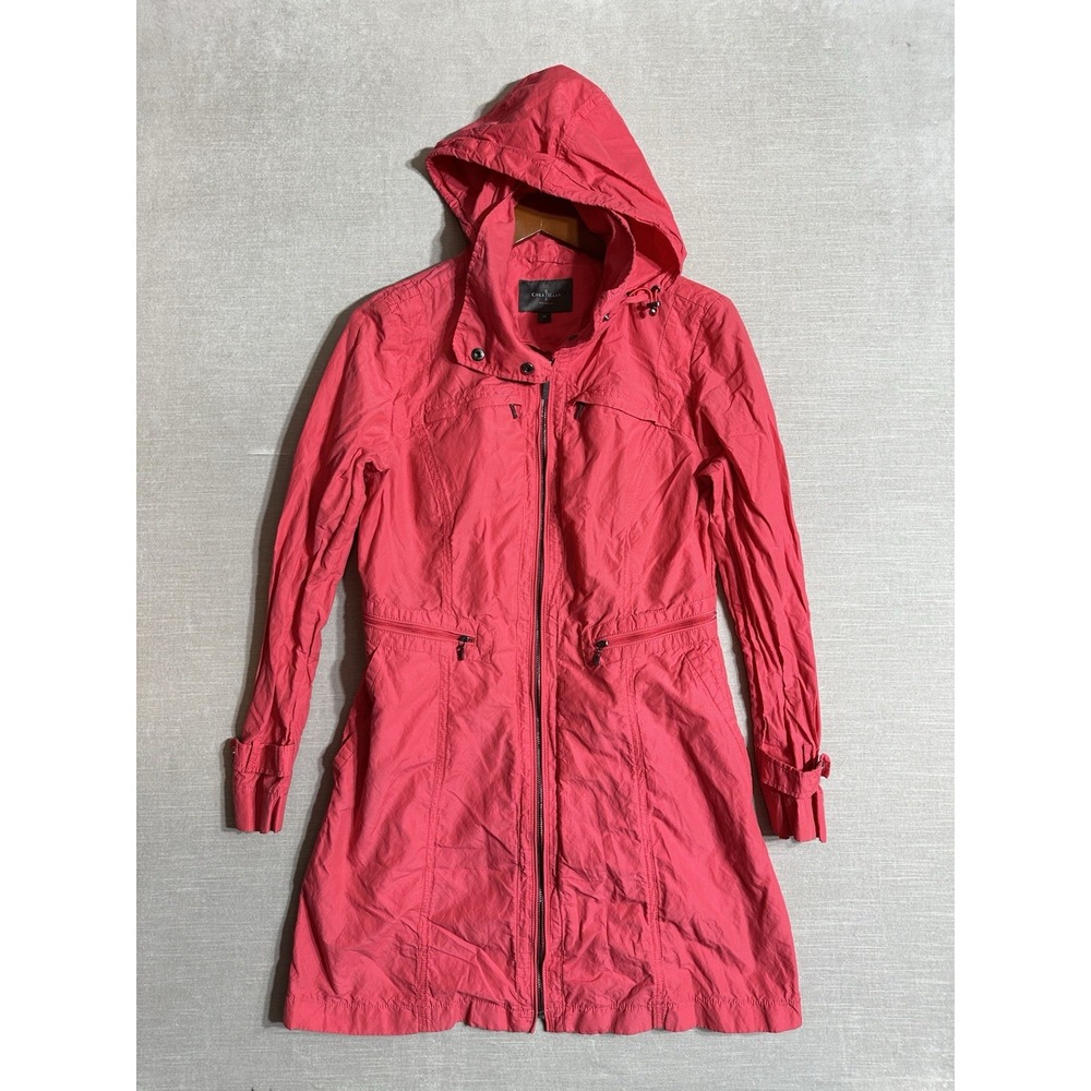 Cole Haan Signature Hooded Rain Jacket All Weather‎ Coat Womens Medium Red